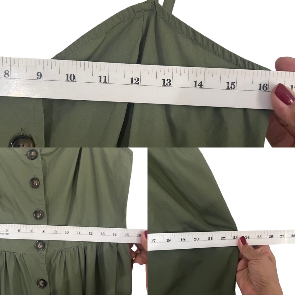 Who What Wear | Womens 100% Cotton Army Green  Button Up Wide Hem Midi Dress | M - Picture 15 of 17